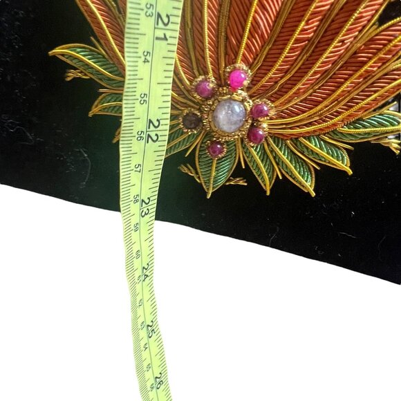 Vintage 90s Black Flora Embroidered Velvet Bag - Picture 4 of 8